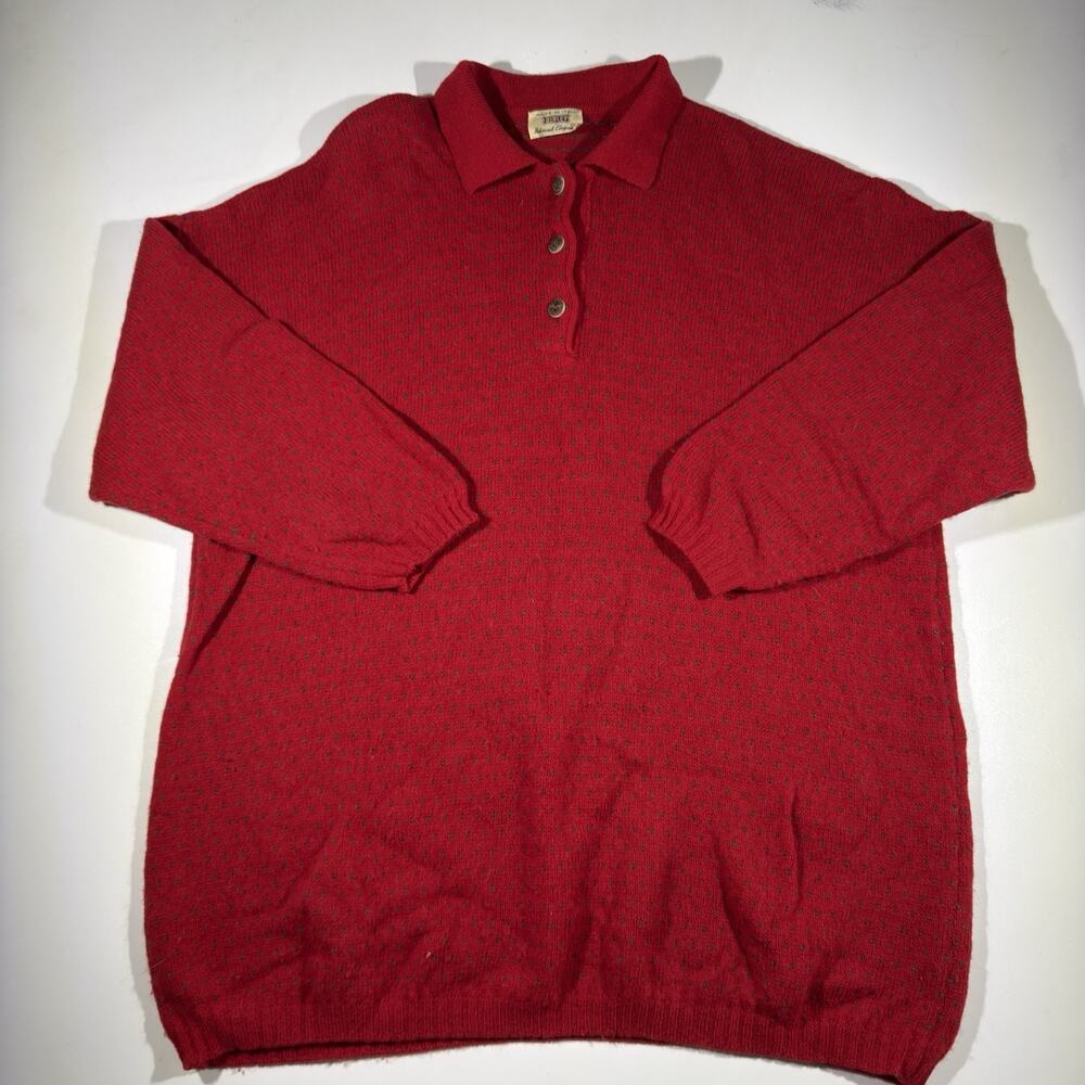 Sisley Sweater Size XL Womens Mohair Wool Button Cardigan Red Italy